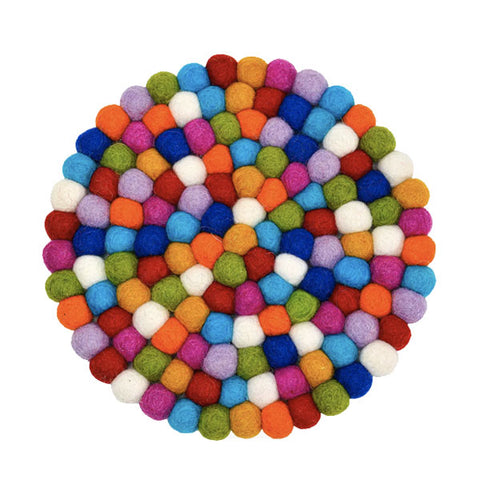 Round Pom-Pom Trivet - Multi Color