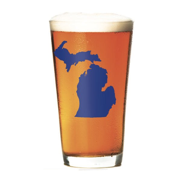 Michigan Silhouette Pint Glass - Blue