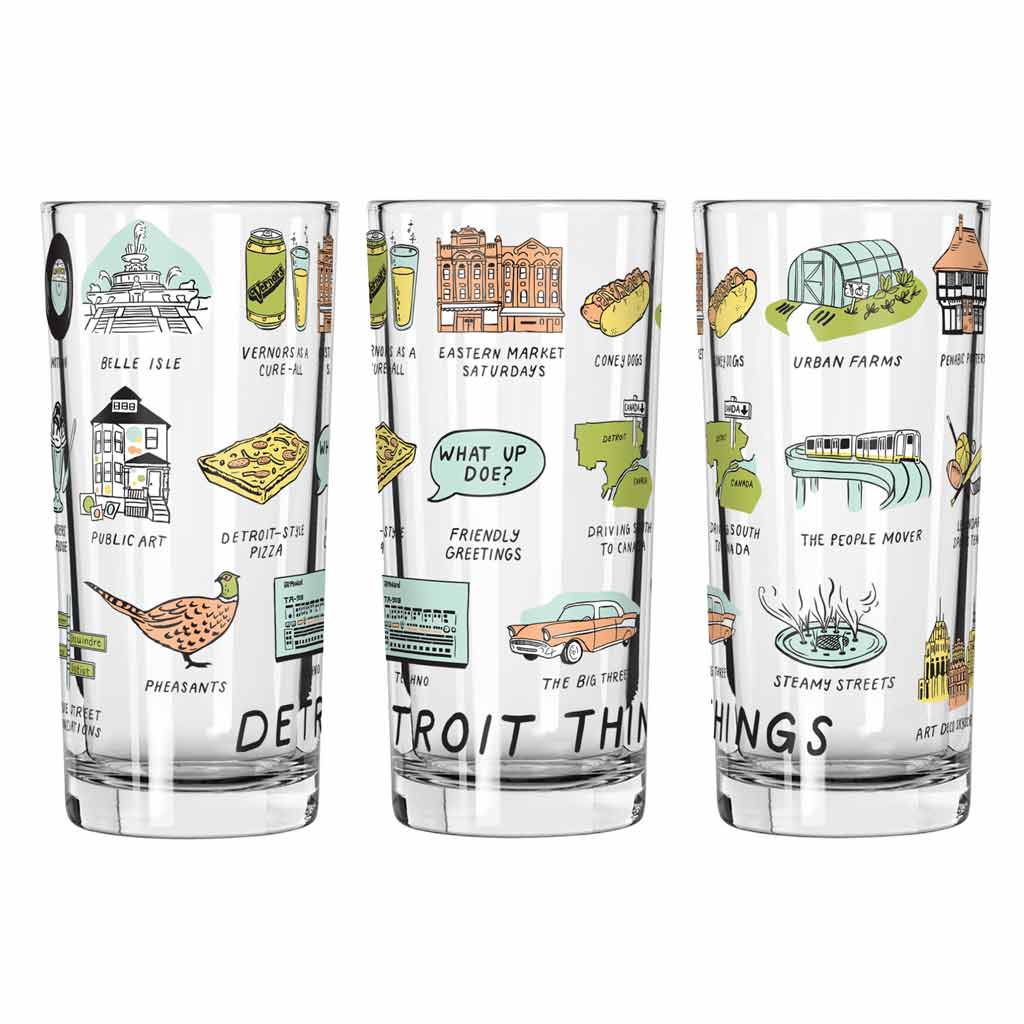 Detroit Things 15oz Glass