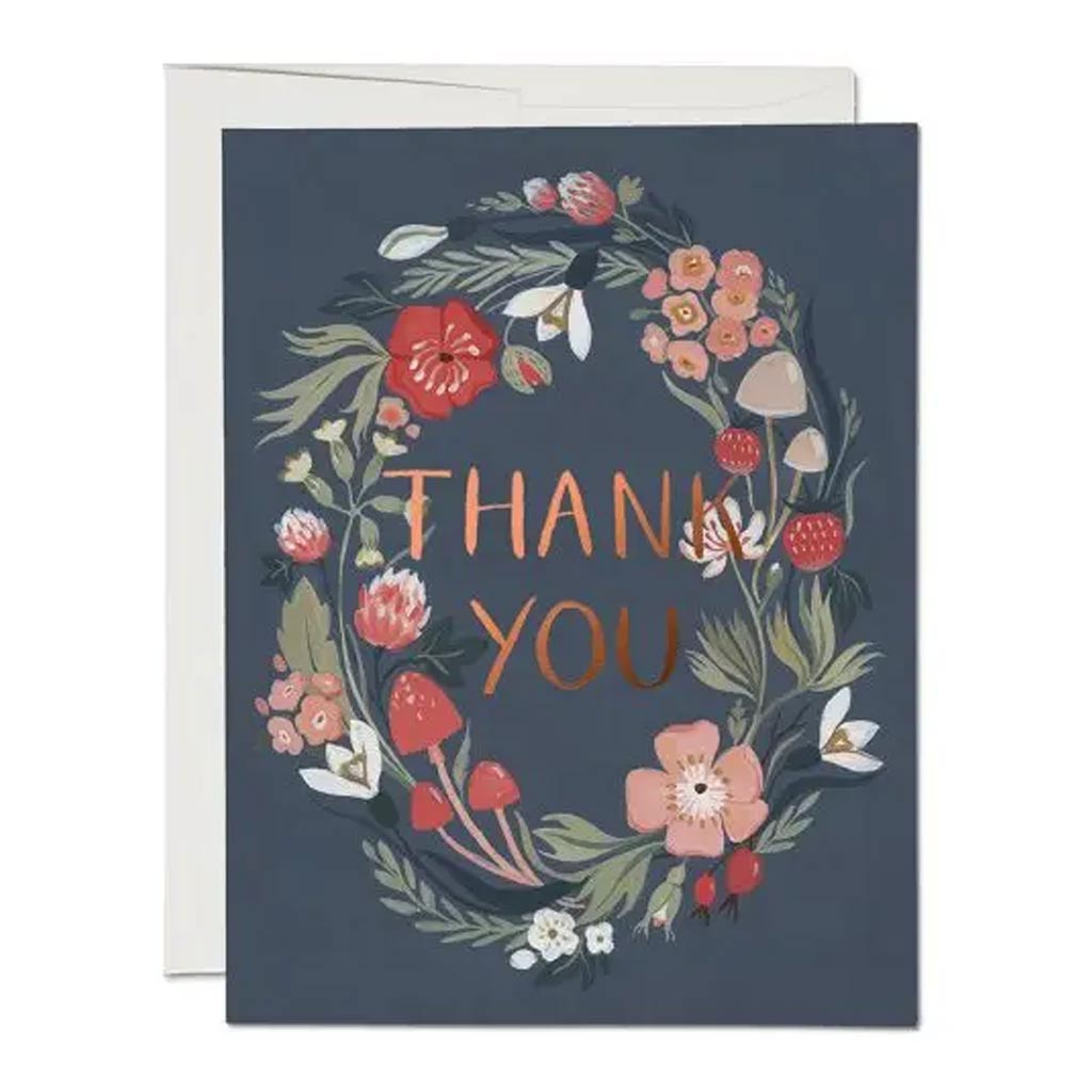 Forest Blue Foil Thank You Card