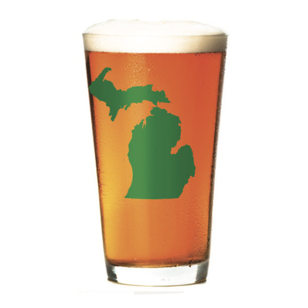 Michigan Silhouette Pint Glass - Green