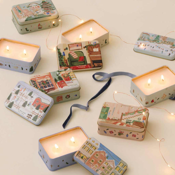 Holiday Matte Illustrated Tin Candle - 5oz