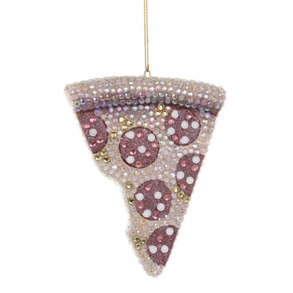 Jeweled Pizza Slice Ornament