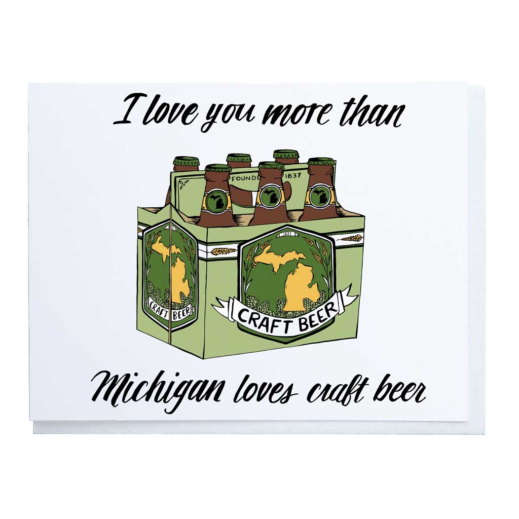 Michigan Craft Beer Love Letterpress Card