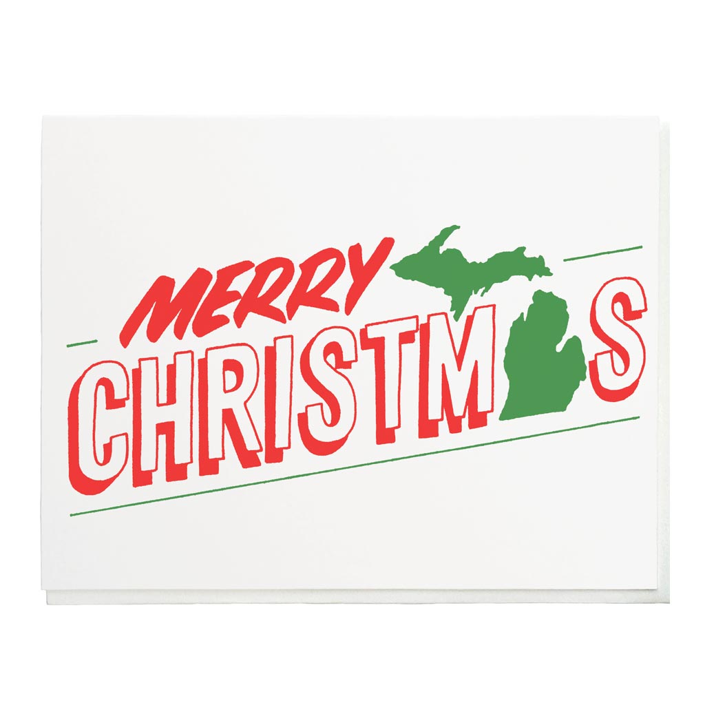 Michigan Merry Christmas Letterpress Card