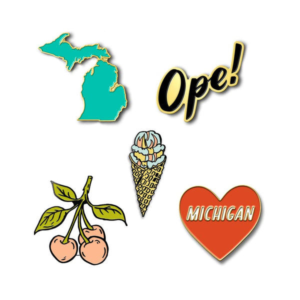 Michigan-Themed Enamel Pins
