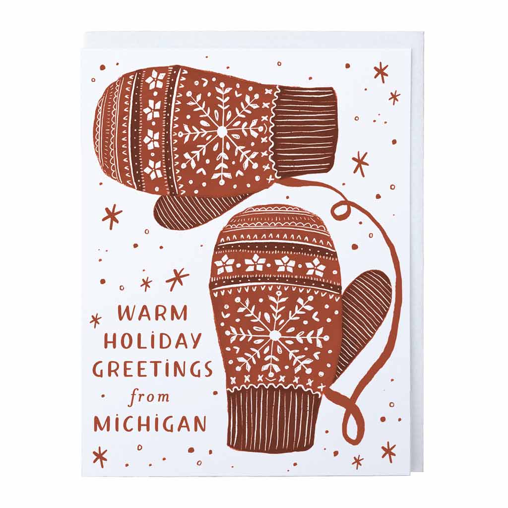 Warm Greetings Michigan Mittens Holiday Card