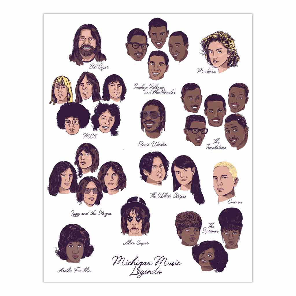 Michigan Music Legends 8x10 Art Print