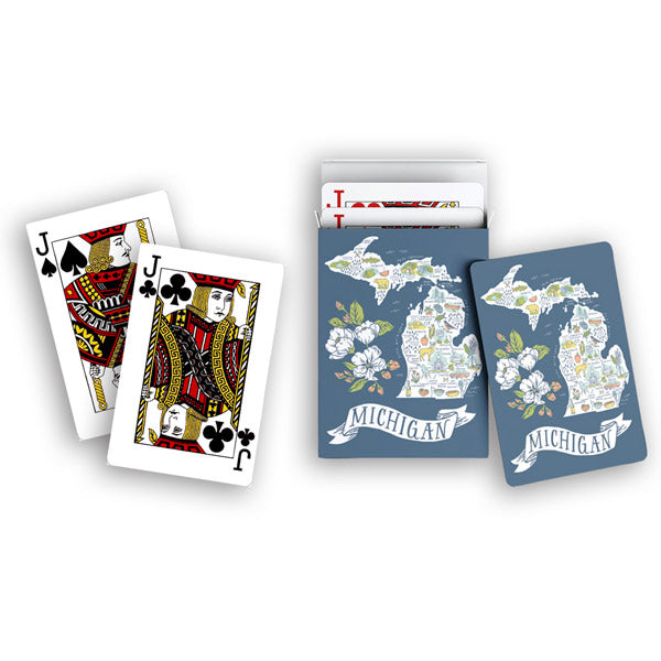 Illustrated Michigan Map Playing Cards