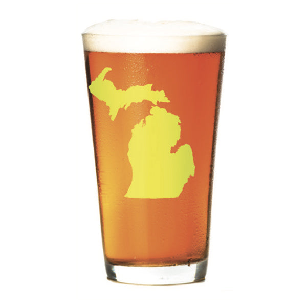 Michigan Silhouette Pint Glass - Yellow