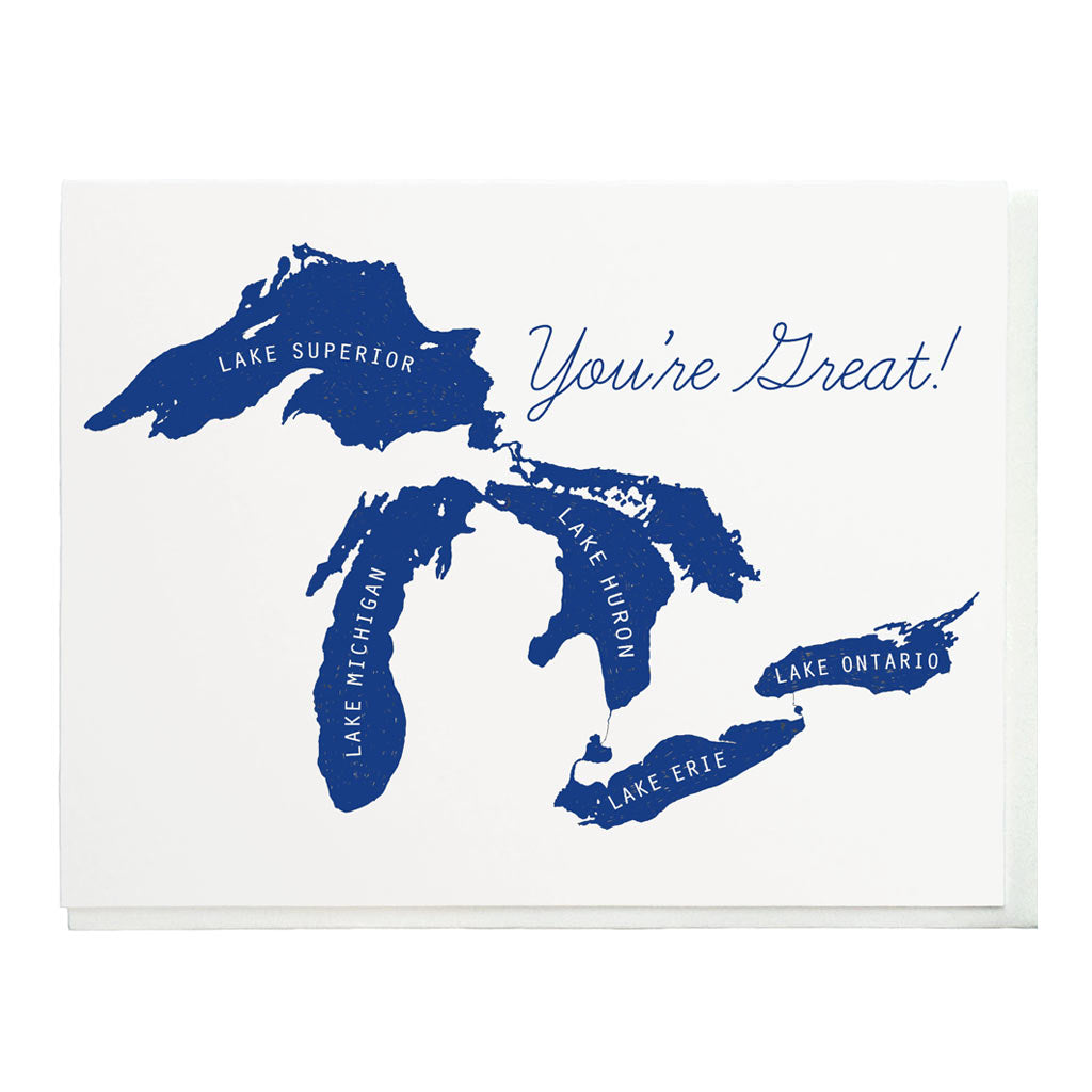You're Great! Great Lakes Letterpress Card
