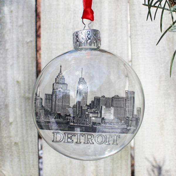 Detroit Historic Skyline Holiday Ornament - City Bird
