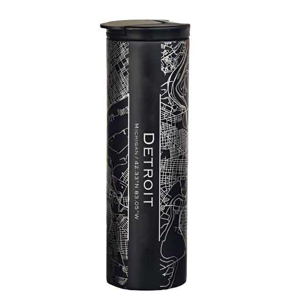 Detroit City Map Tumbler - Matte Black