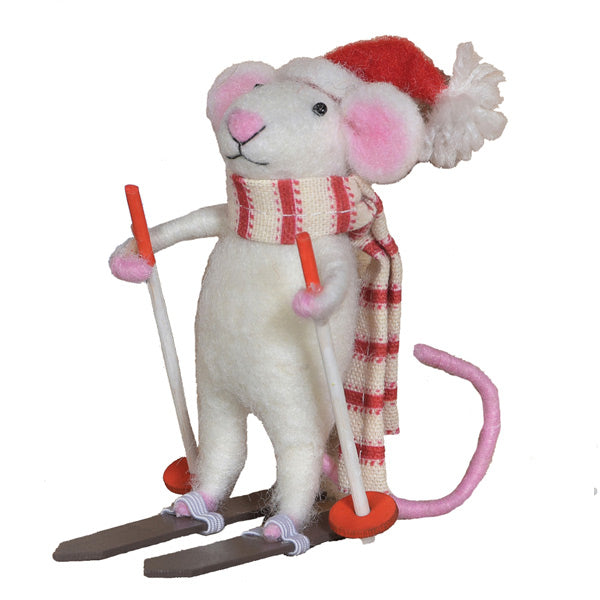 Felt Skier Mouse Ornament