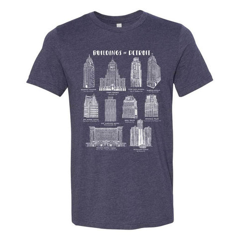 Buildings of Detroit Adult T-Shirt - City Bird