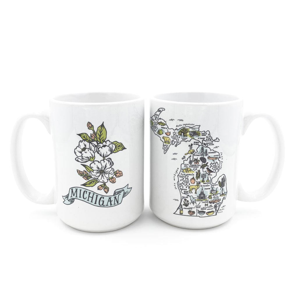Illustrated Michigan Map Mug - City Bird