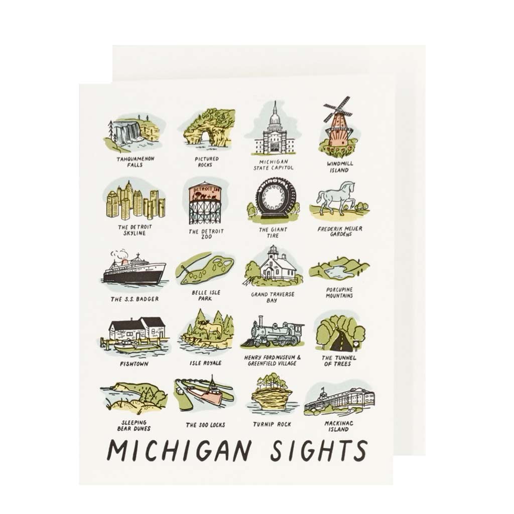 Michigan Sights Letterpress Card - City Bird