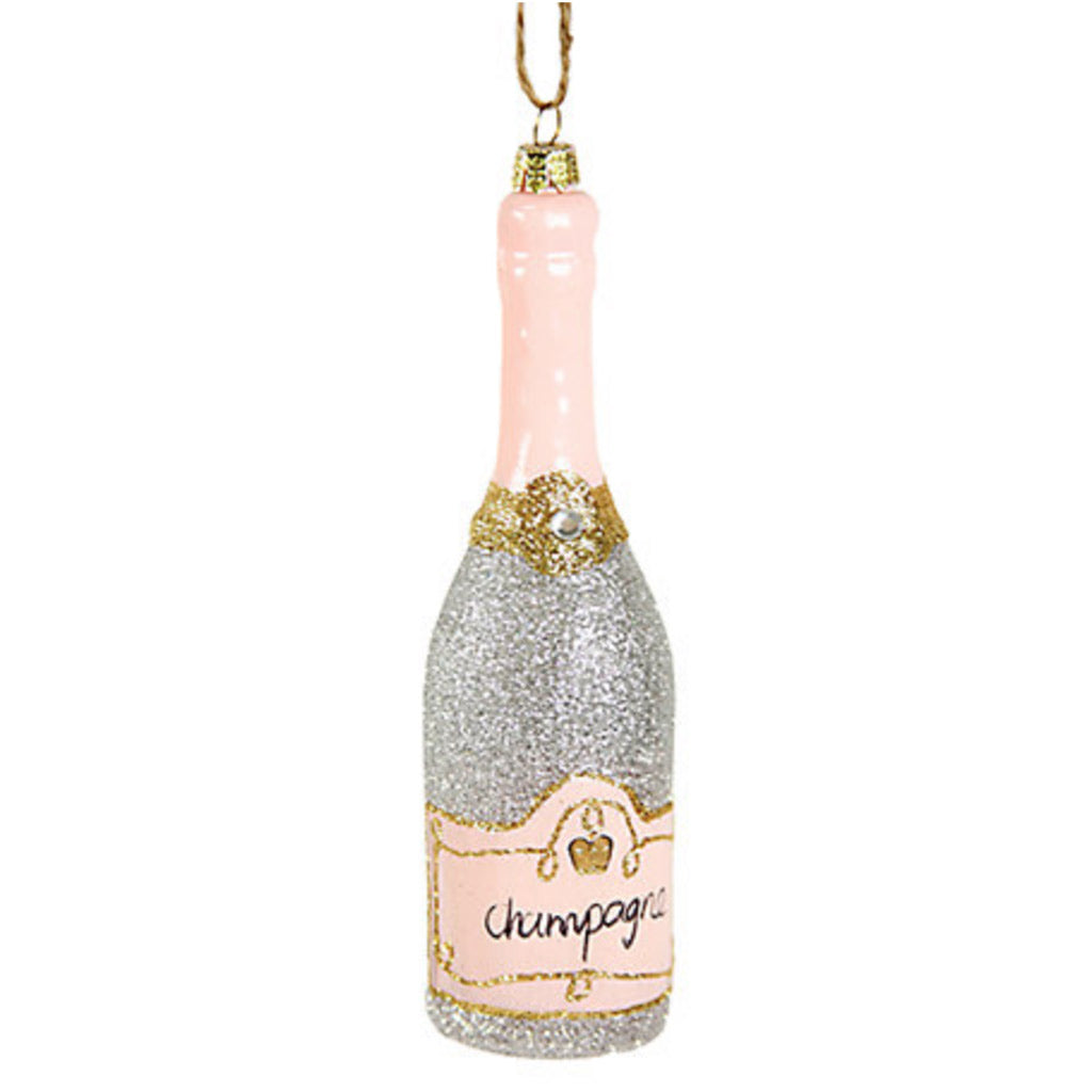 Glittered Champagne - Silver Ornament