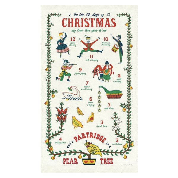 Twelve Days of Christmas Tea Towel