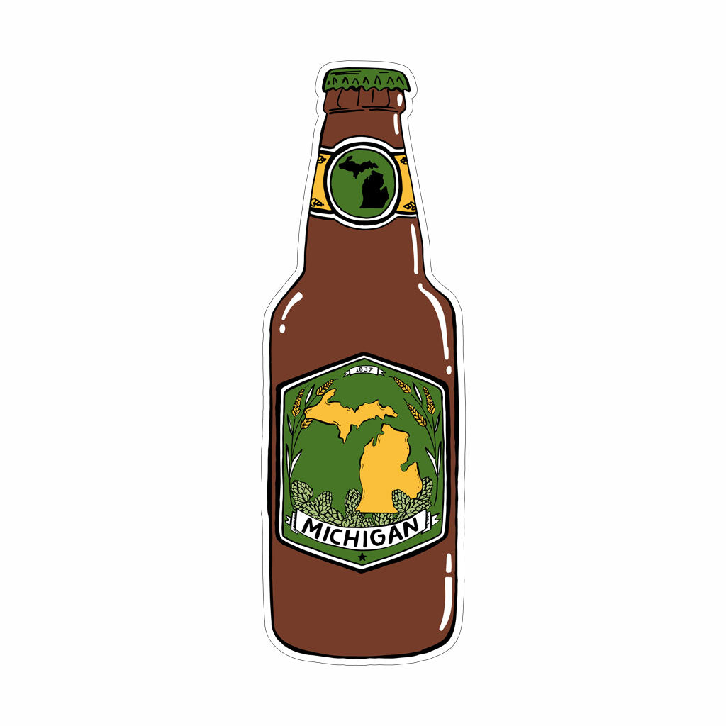 Michigan Beer Bottle Vinyl Sticker - City Bird