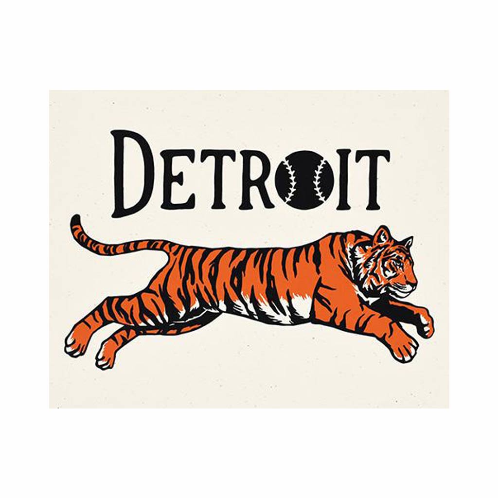 Detroit Leaping Tiger 8 x 10 Silkscreened Print - City Bird