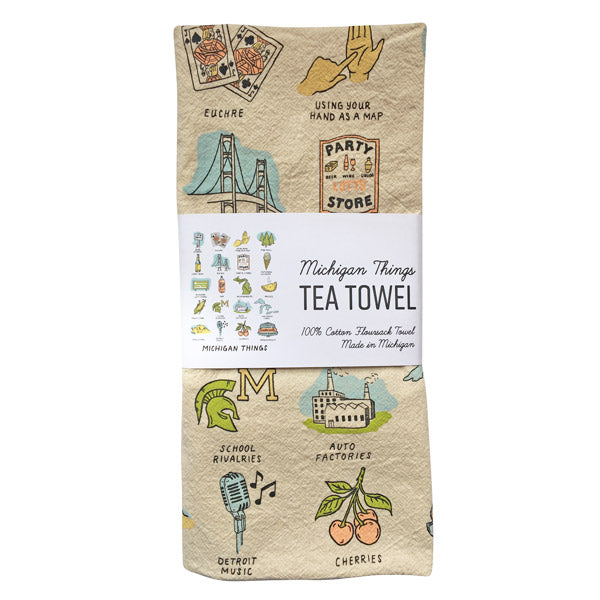 Michigan Things Tea Towel