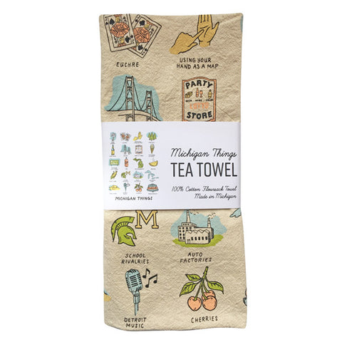 Michigan Things Tea Towel