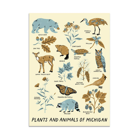 Animals and Plants of Michigan Rectangle Magnet