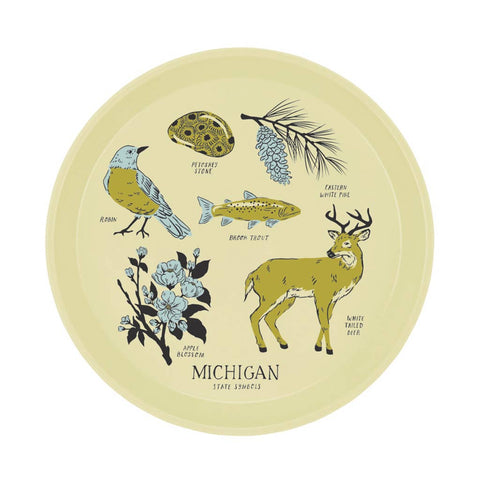 Michigan State Symbols Cocktail Tray - City Bird 