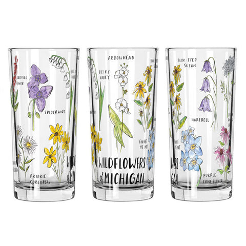 Michigan Wildflowers 15oz Glass