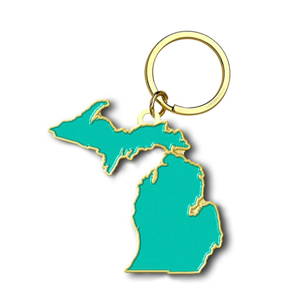 Michigan Silhouette Enamel Keychain