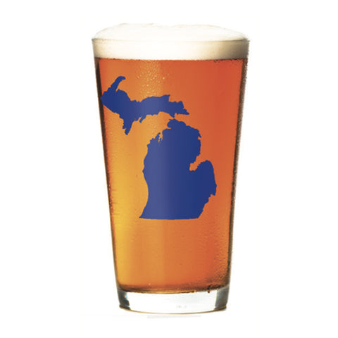 Michigan Silhouette Pint Glass - Blue