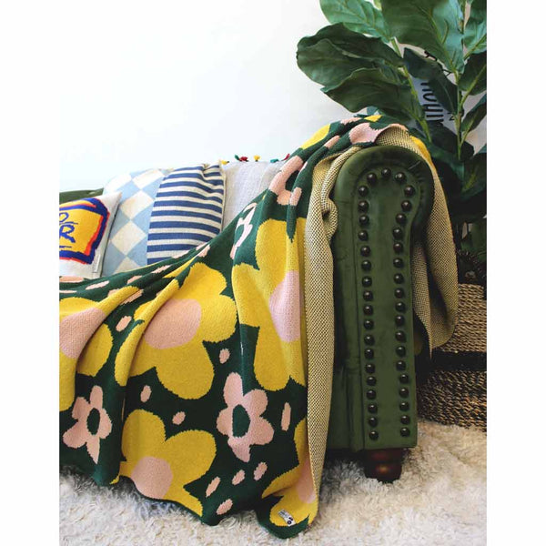 Flower Power Knit Blanket
