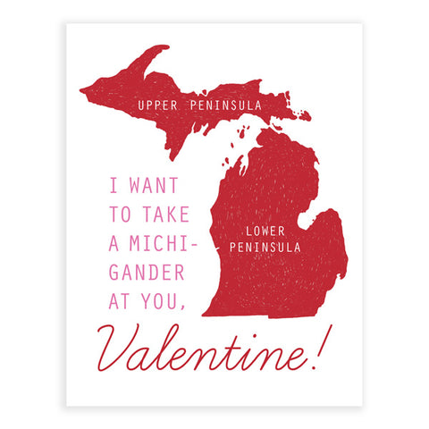 I Want To Take a Michi-Gander at You Valentine Letterpress Card