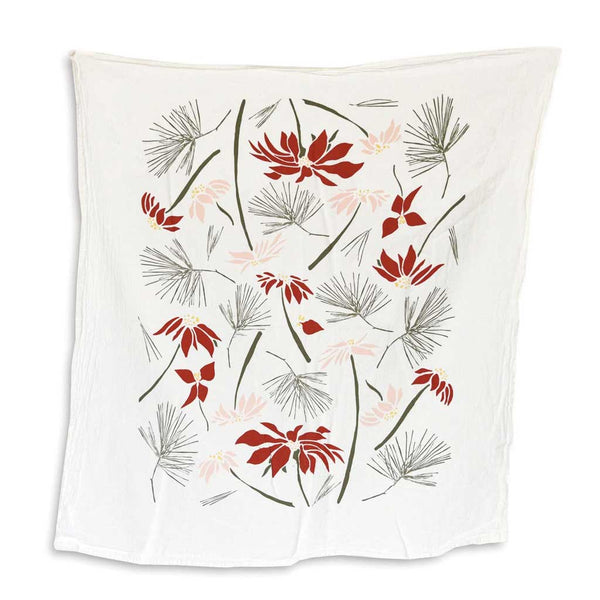 Poinsettia and Pine Towel