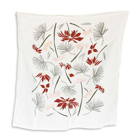 Poinsettia and Pine Towel