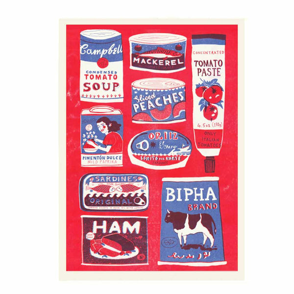 A3 Red Tins Collection Riso Print