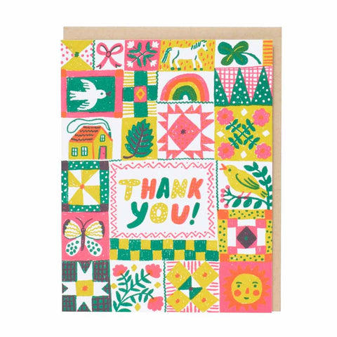 Folk Quilt Thanks Card