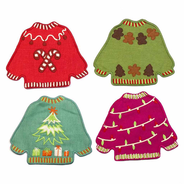 Holiday Linen Cocktail Napkin Sets