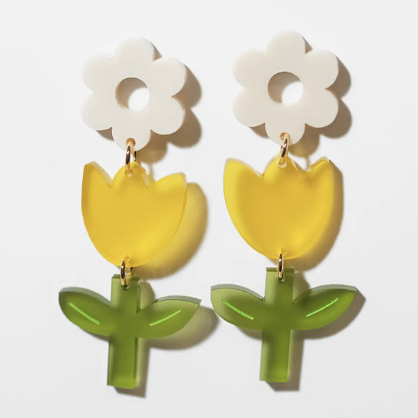 Yellow Tulip Dangle Earrings