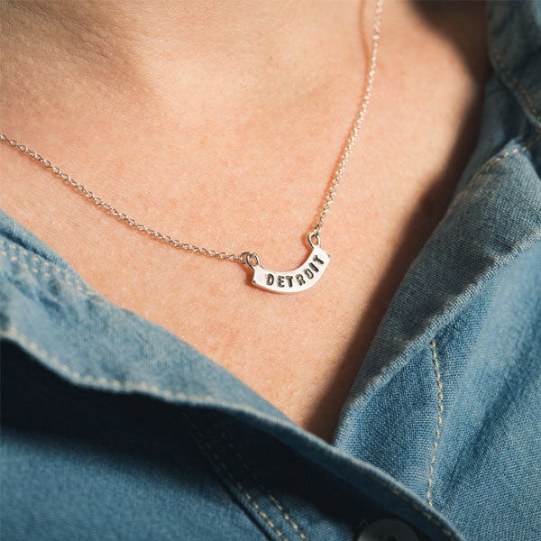 Detroit Nameplate Necklace - Brass
