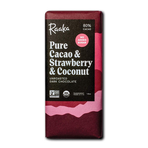 80% Pure Cacao & Strawberry & Coconut Chocolate Bar
