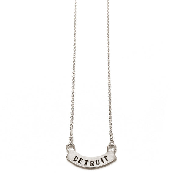 Detroit Nameplate Necklace - Sterling Silver