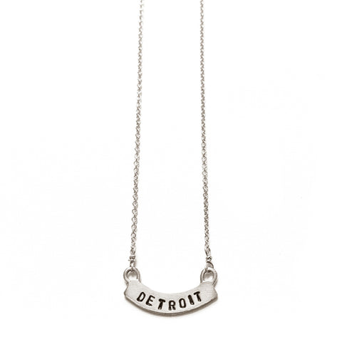 Detroit Nameplate Necklace - Sterling Silver