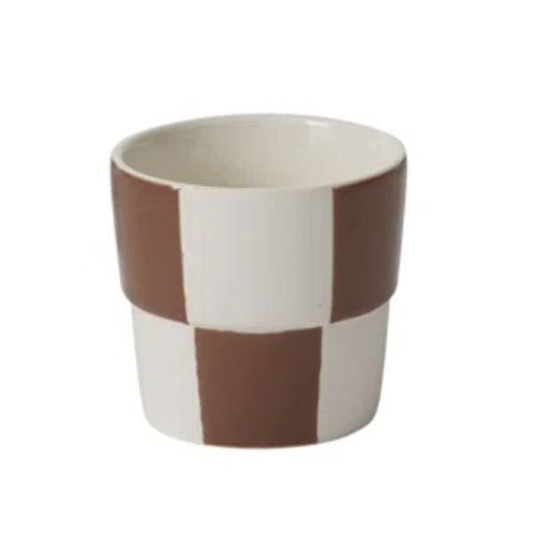 Brown Checkerboard Pot - 3.25x3.25