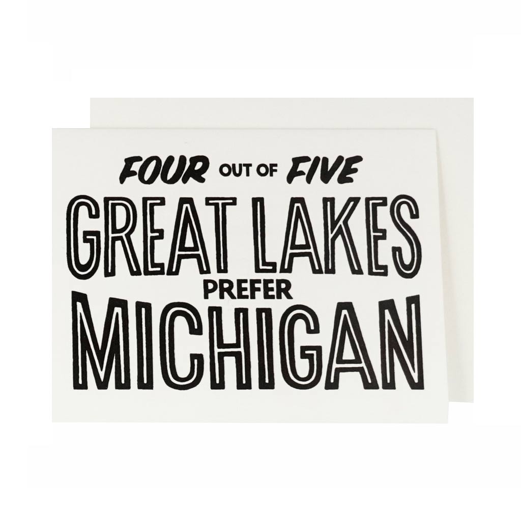 Four out of Five Great Lakes Prefer Michigan Letterpress Card - City Bird