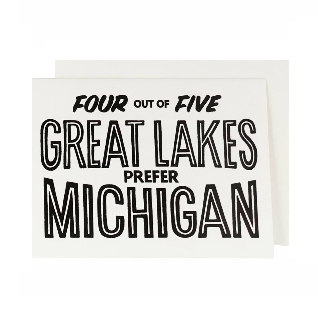 Four out of Five Great Lakes Prefer Michigan Letterpress Card - City Bird 