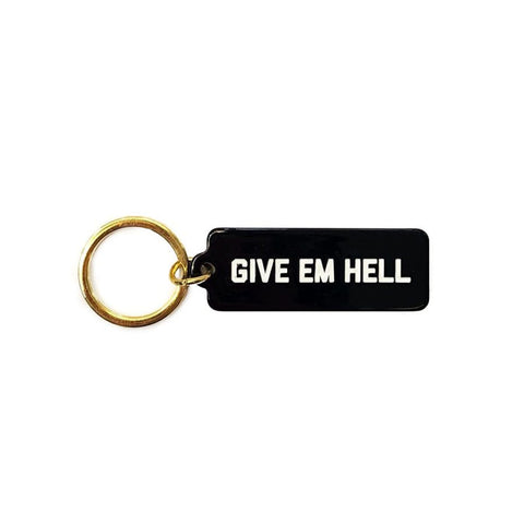 Give Em Hell Rectangle Keytag