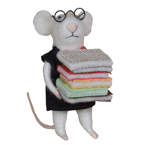 Felt Librarian Mouse Ornament