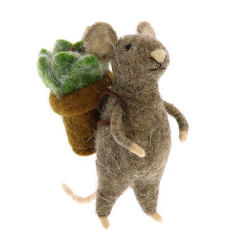 Mouse with Succulent Ornament - Assorted